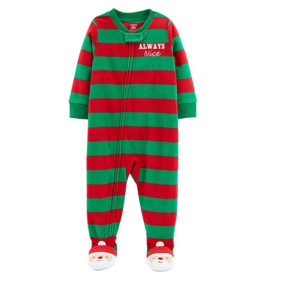 NWT “ALWAYS NICE” Holiday PJ’s w/Santa Footies - Picture 1 of 2
